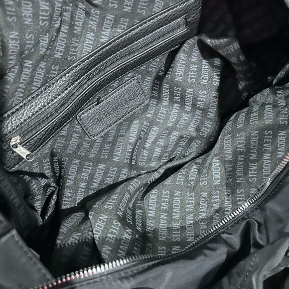 Steve Madden Black Logo Lined Tote - Picture 3 of 8
